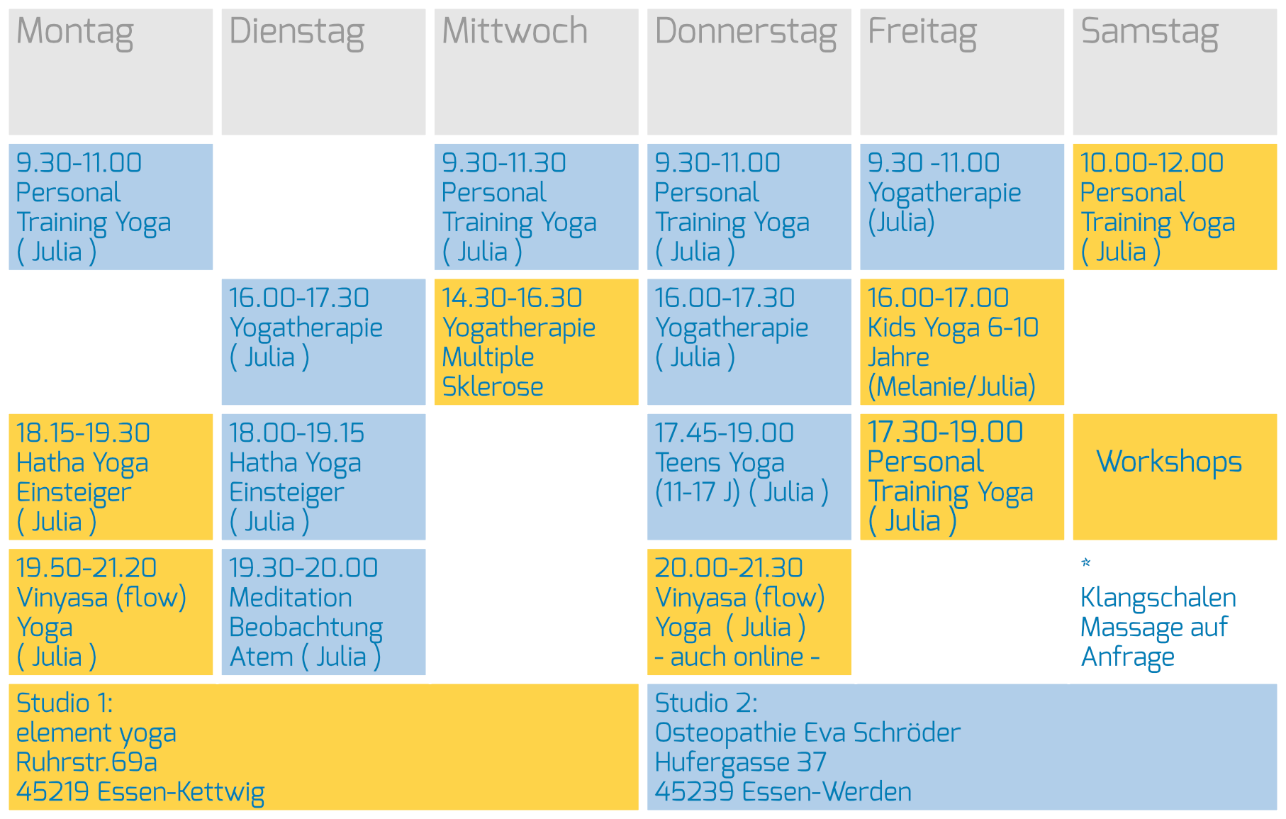 Unser Kursprogramm 2. Halbjahr 2025